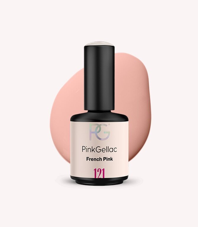 Pink Gellac 121 French Pink gel nail polish bottle.