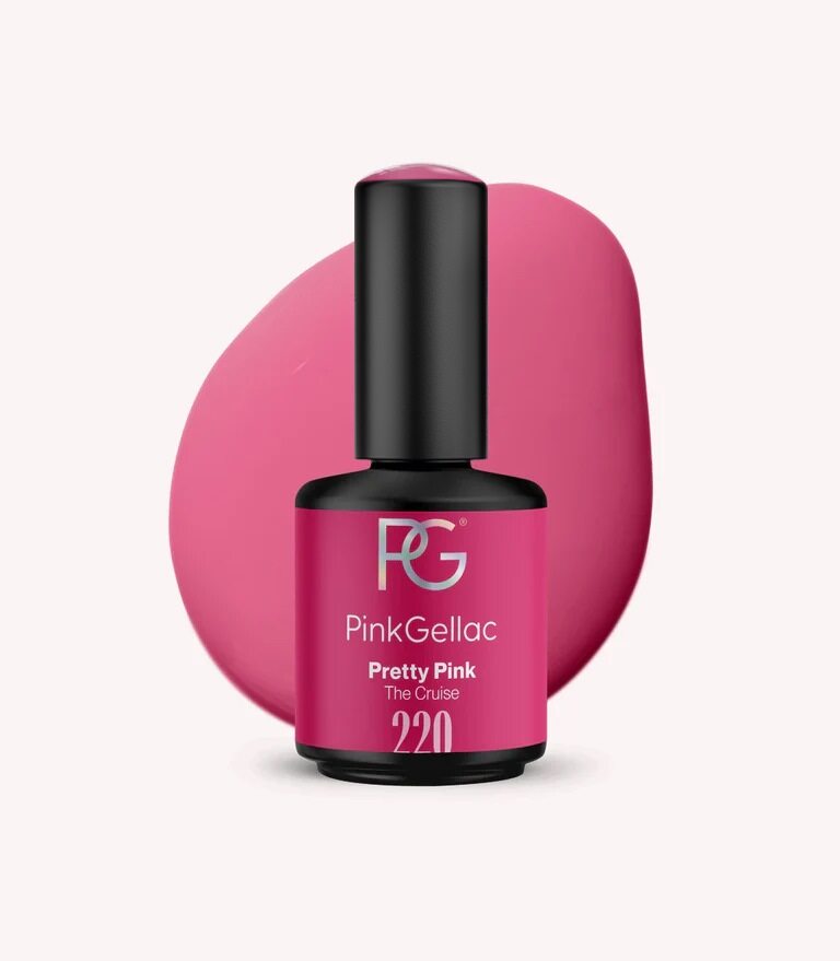 Pink Gellac 220 Pretty Pink gel nail polish bottle.