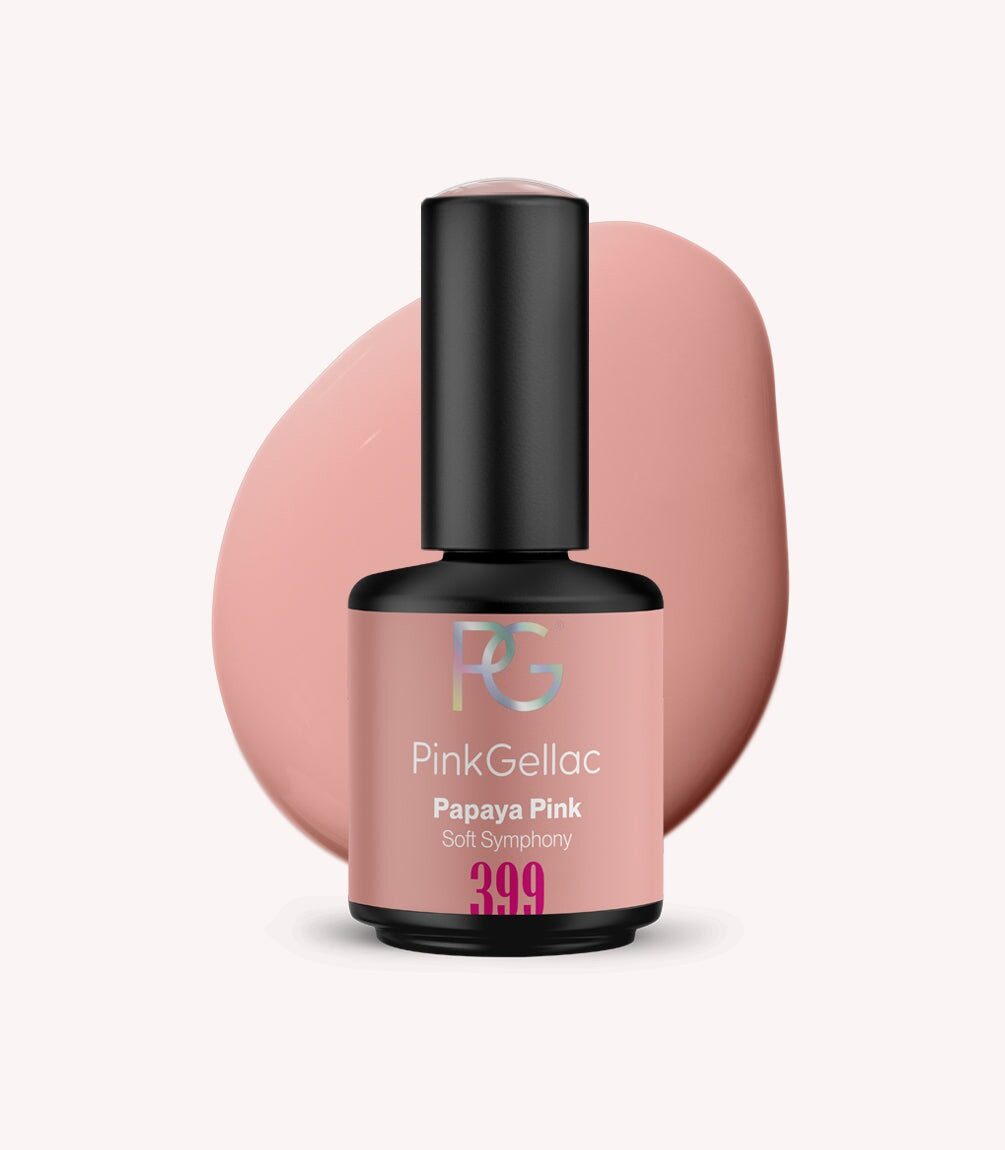 Pink Gellac 399 Papaya Pink gel nail polish bottle.
