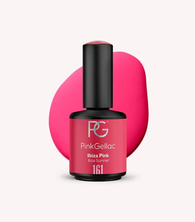 Pink Gellac 161 Ibiza Pink gel nail polish bottle.