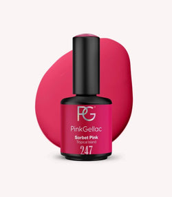 Pink Gellac 247 Sorbet Pink gel nail polish bottle.