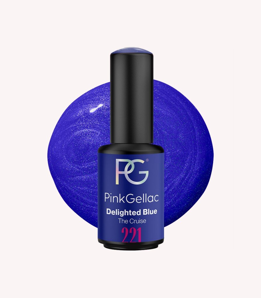 Pink Gellac 221 Delighted Blue gel nail polish bottle.