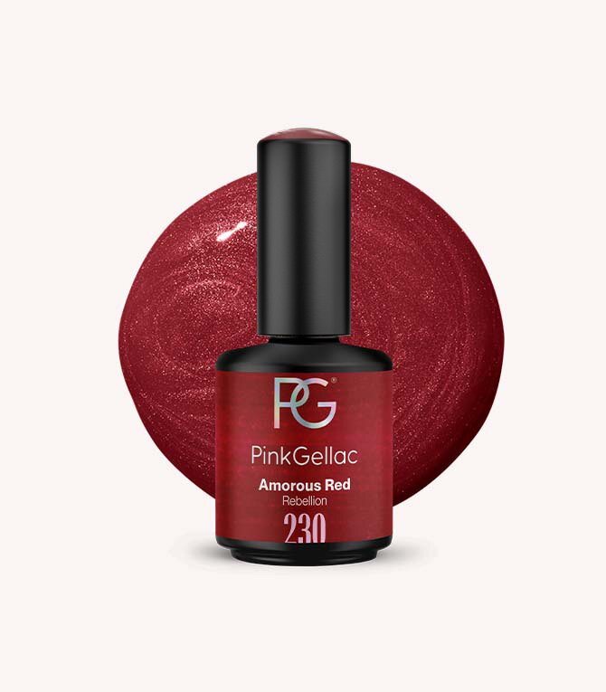 Pink Gellac 230 Amorous Red gel nail polish bottle.