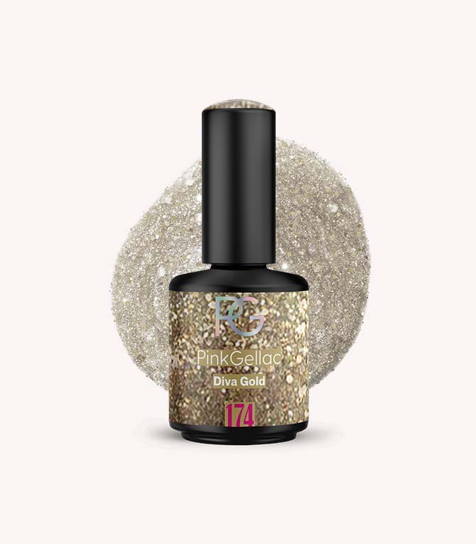 174 Diva Gold - Gold Gel Polish - Pink Gellac