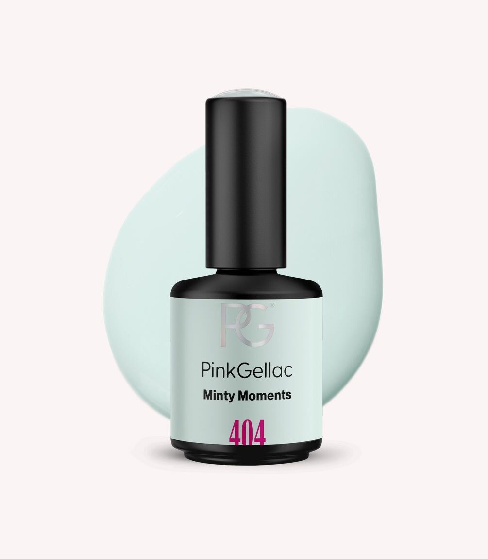 Pink Gellac 404 Minty Moments gel nail polish bottle.