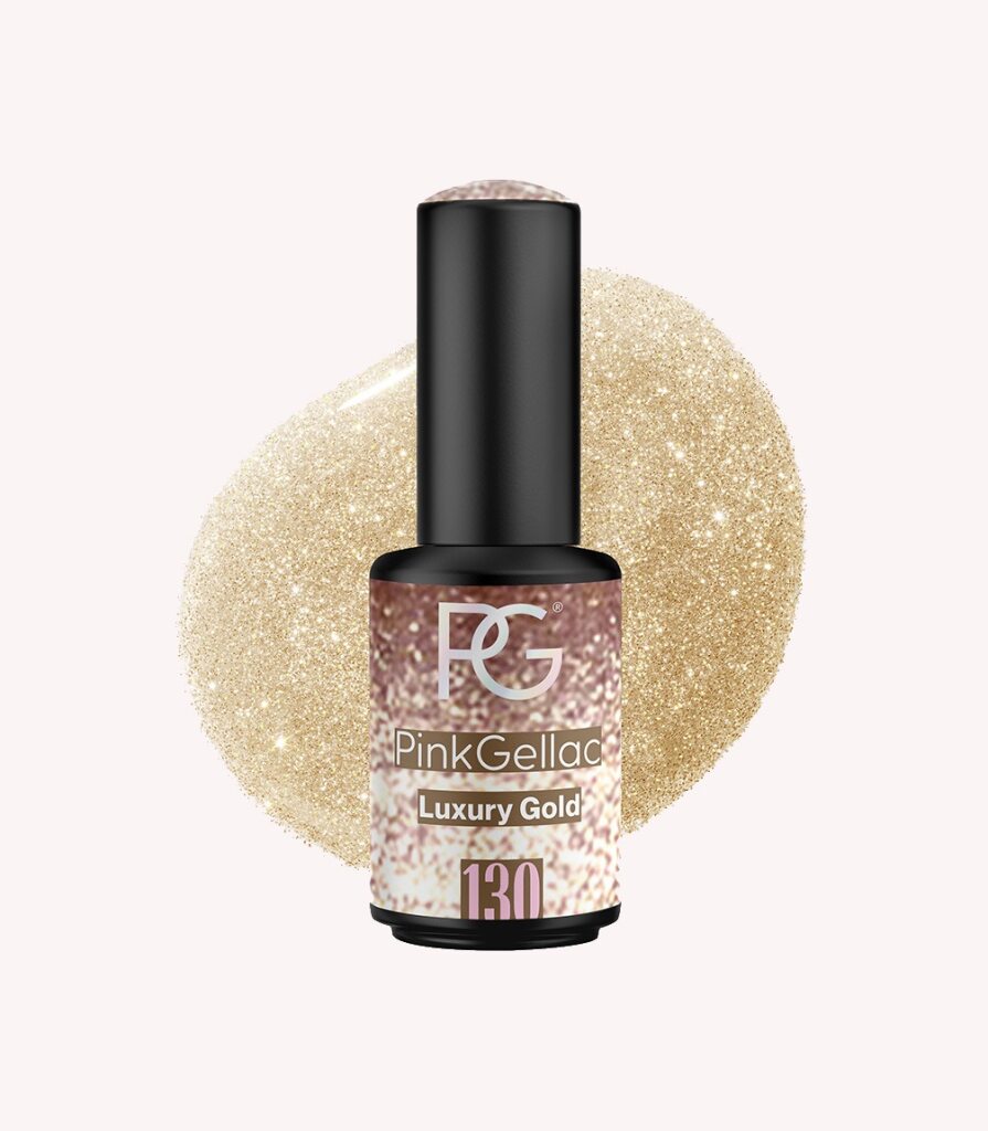 Pink Gellac 130 Luxury Gold gel nail polish bottle.