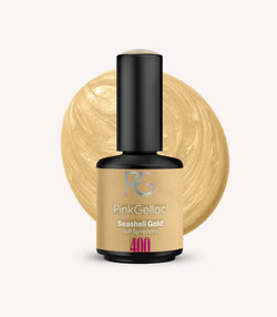 Pink Gellac 400 Seashell Gold gel nail polish bottle.