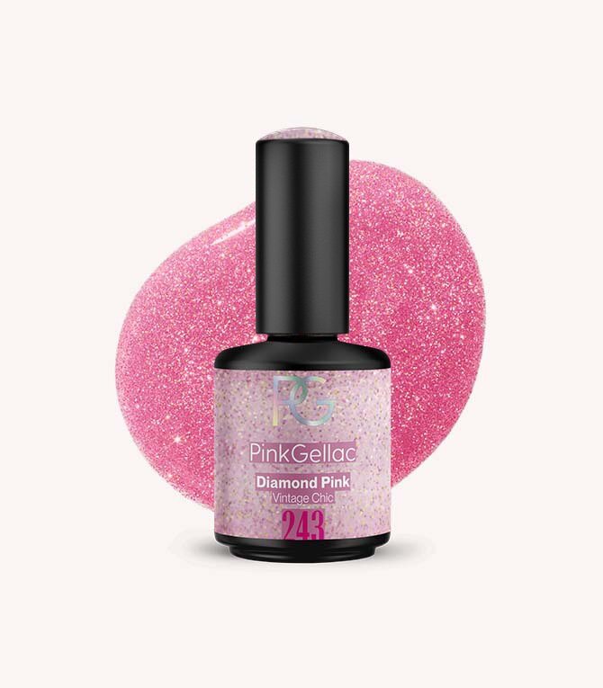 Pink Gellac 243 Diamond Pink gel nail polish bottle.