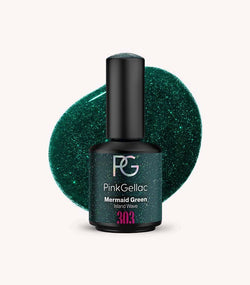 Pink Gellac 303 Mermaid Green gel nail polish bottle.