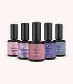 The gel polish bottles in the Pink Gellac Blissful Bouquet collection set.