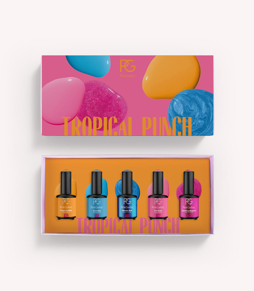 Pink Gellac Tropical Punch Set contents.