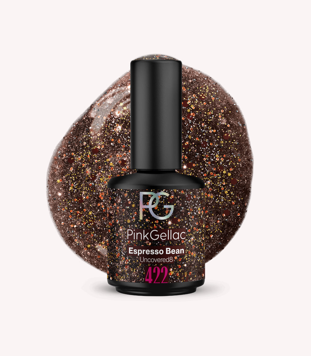Pink Gellac 422 Espresso Bean gel nail polish bottle.