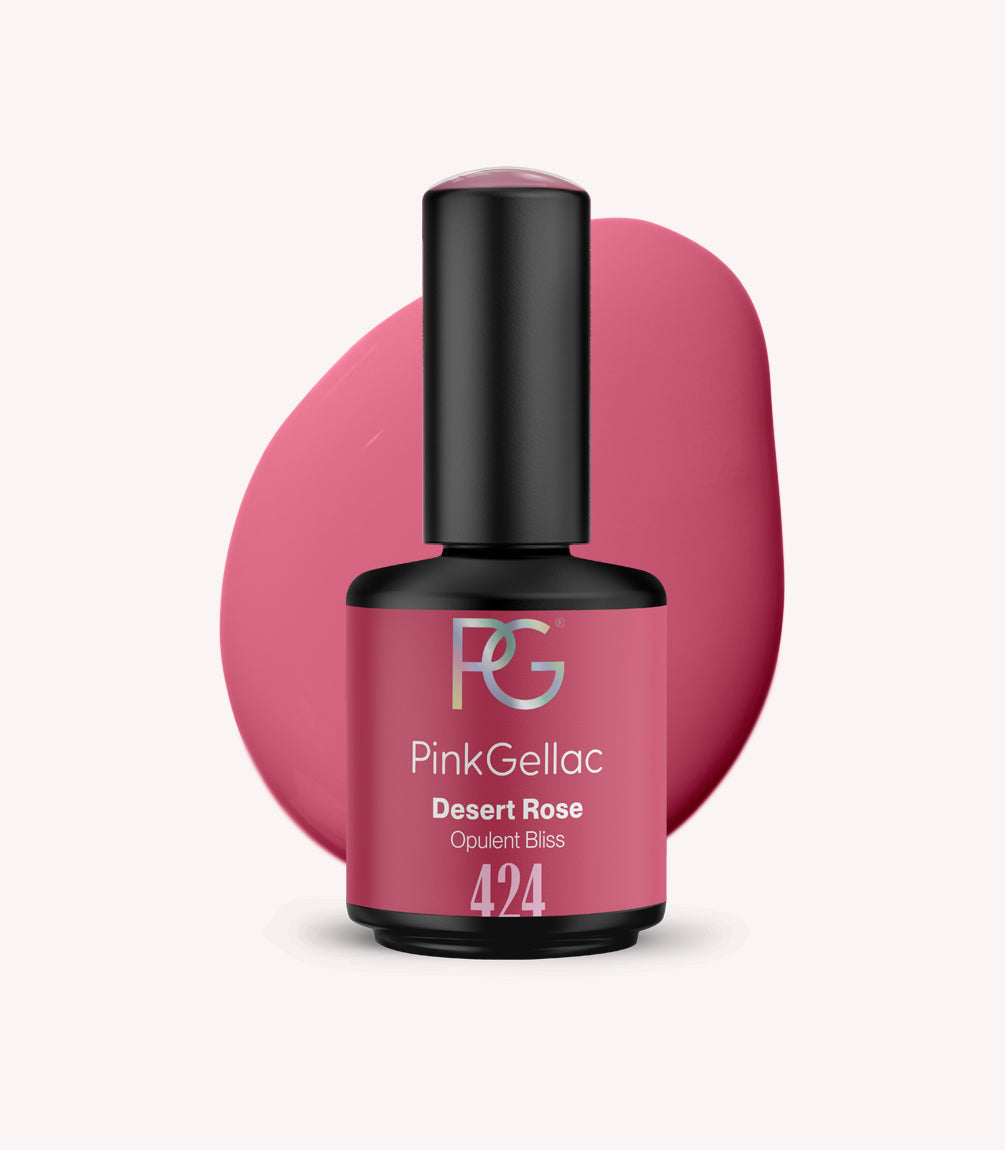 Pink Gellac 424 Desert Rose gel nail polish bottle.