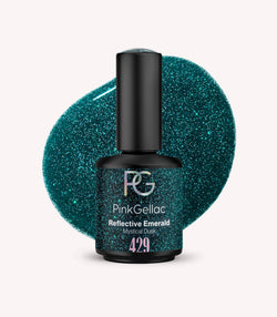 Pink Gellac 429 Twinkling Emerald gel nail polish bottle.