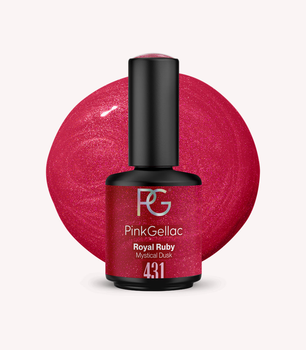 Pink Gellac 431 Royal Ruby gel nail polish bottle.
