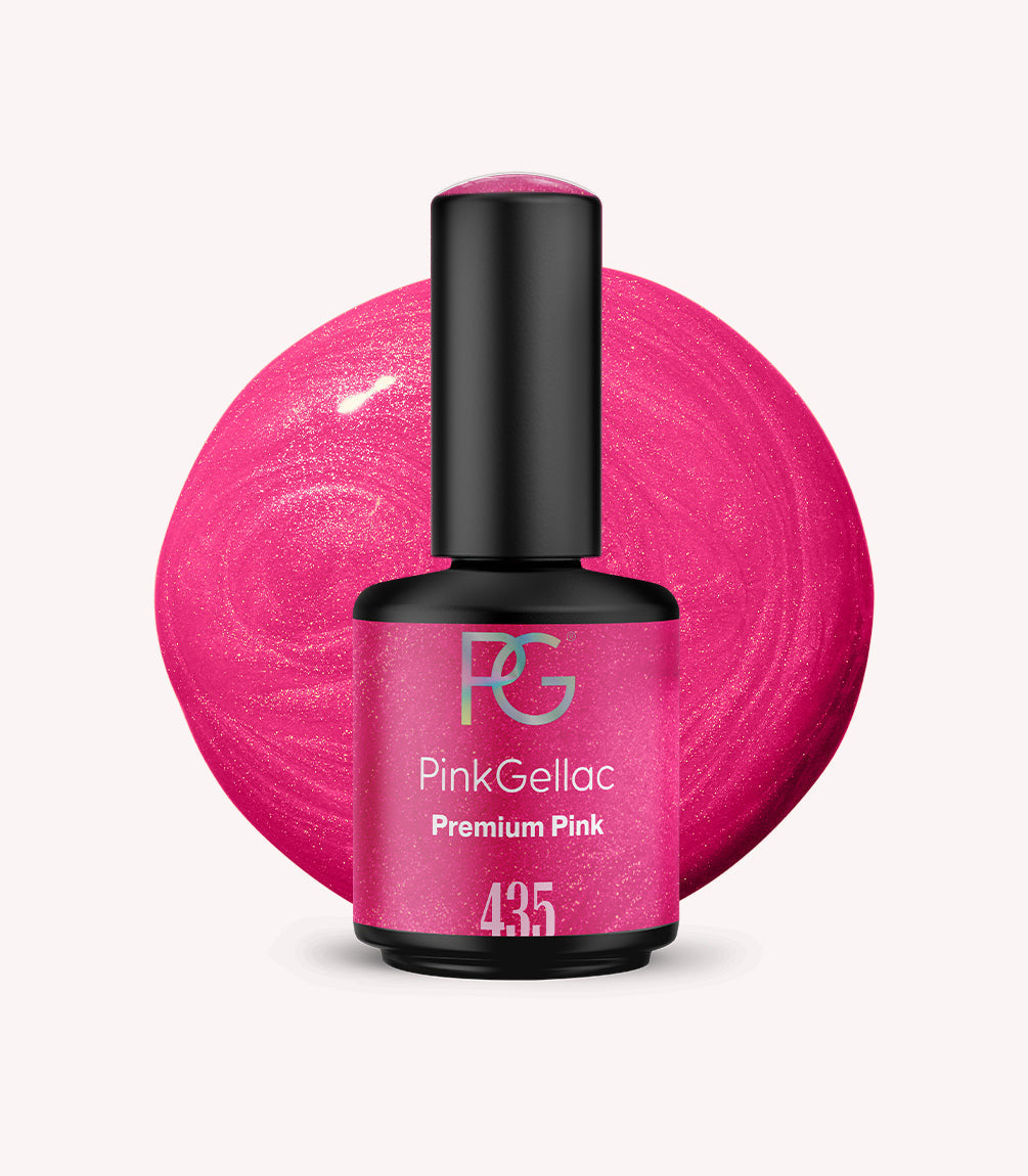 Pink Gellac 435 Premium Pink gel nail polish bottle.