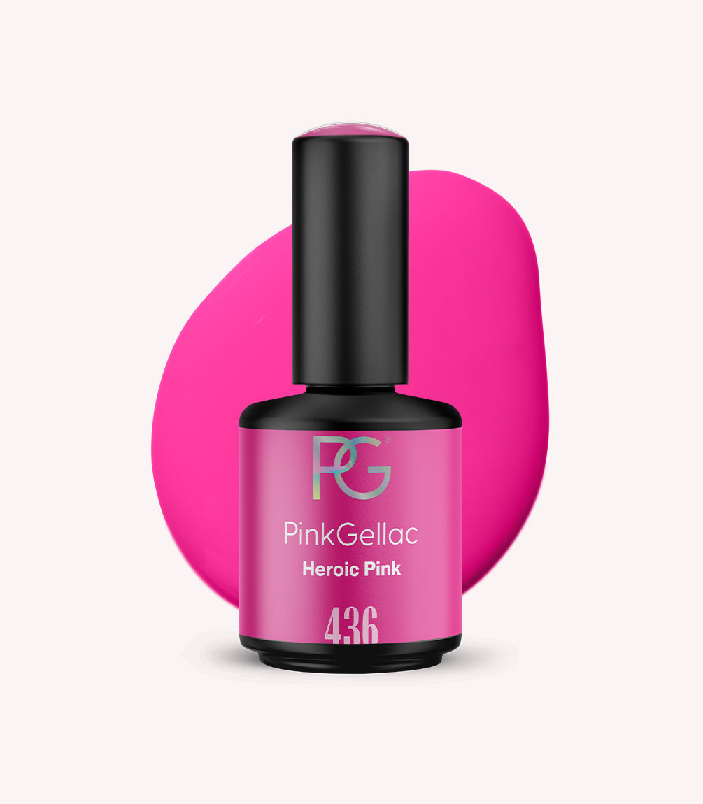 Pink Gellac 436 Heroic Pink gel nail polish bottle.
