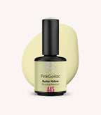Pink Gellac 445 Butter Yellow gel nail polish bottle.