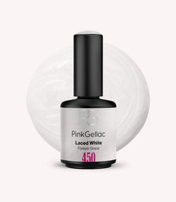 Pink Gellac 450 Laced White gel nail polish bottle.