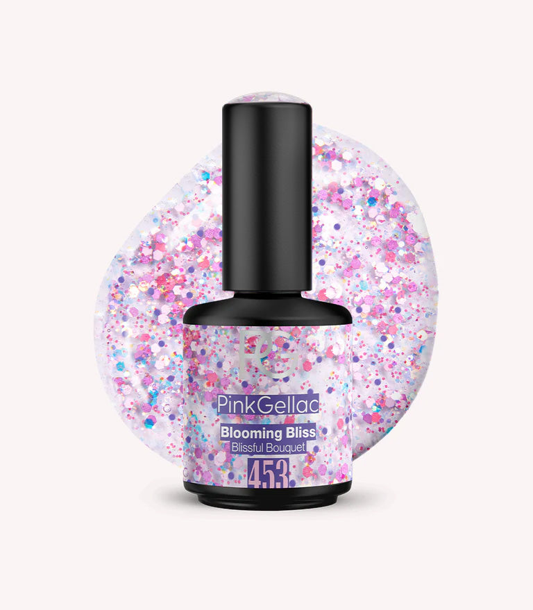 Pink Gellac 453 Blooming Bliss gel nail polish bottle.