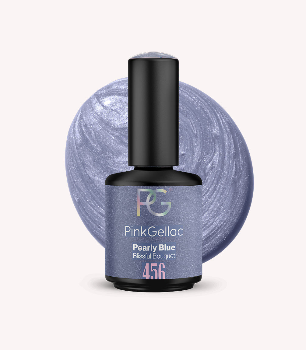 Pink Gellac 456 Pearly Blue gel nail polish bottle.