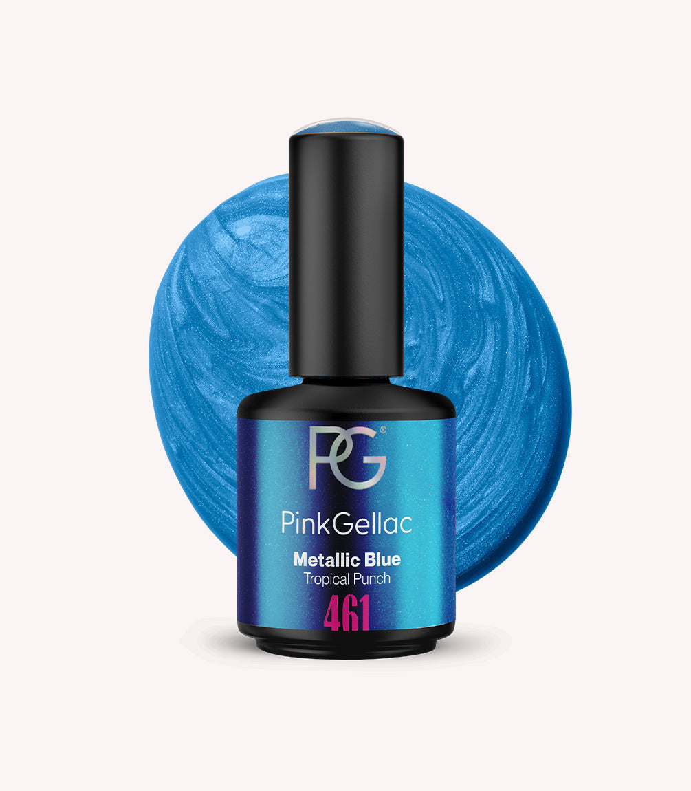 Pink Gellac 461 Metallic Blue gel nail polish bottle.