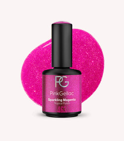 Pink Gellac 463 Sparkling Magenta gel nail polish bottle.