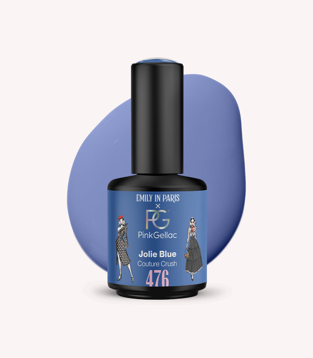 Pink Gellac 476 Jolie Blue gel nail polish bottle.