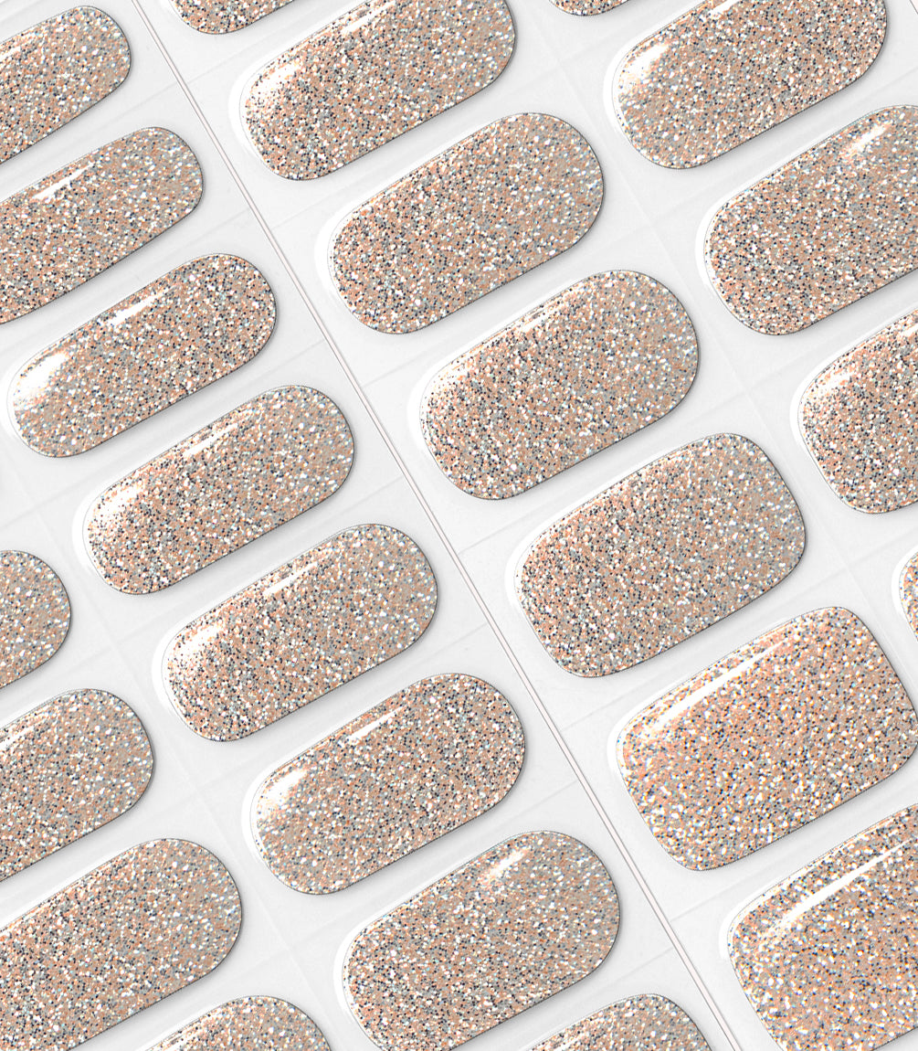 Close-up of the Pink Gellac 016 Champagne Sparkle gel nail sticker sheet.