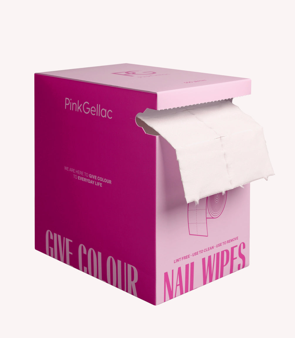 Roze Pink Gellac dispenserdoos Nail Wipes 500 stuks met uitstekende pluisvrije nagelwipes