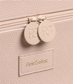 Close-up of the Pink Gellac Premium Storage Case Almond handle and clasp.