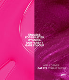 Pink Gellac Jelly Coat Ruby Gloss shown over different base colours.