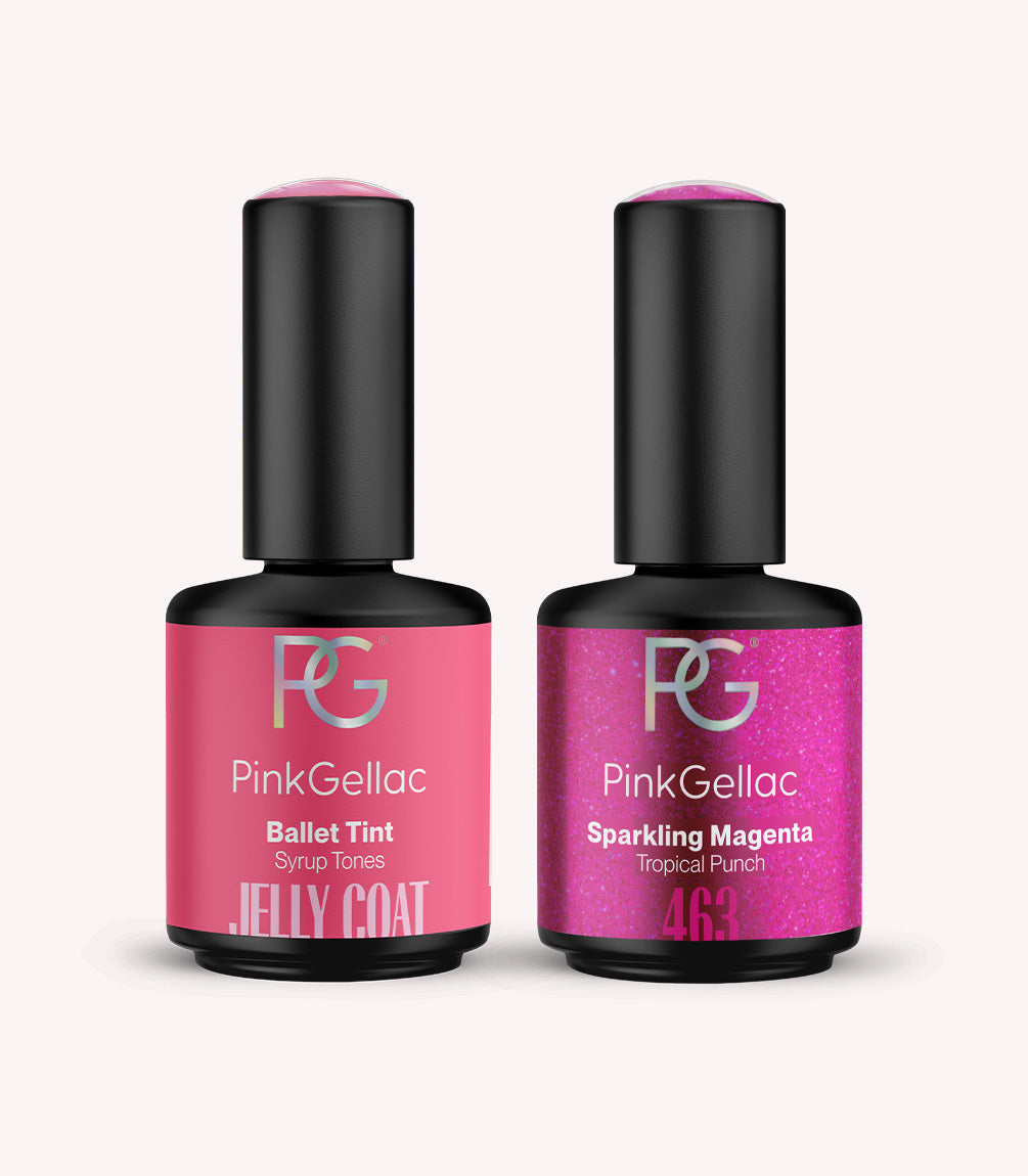 Pink Gellac Jelly Coat Set Ballet Tint with two gel polish bottles.