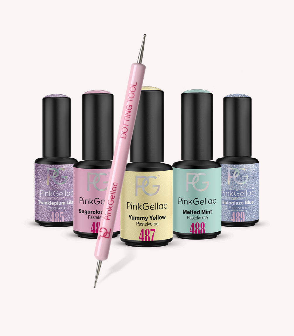 Pink Gellac Pastelverse Dots Set contents.
