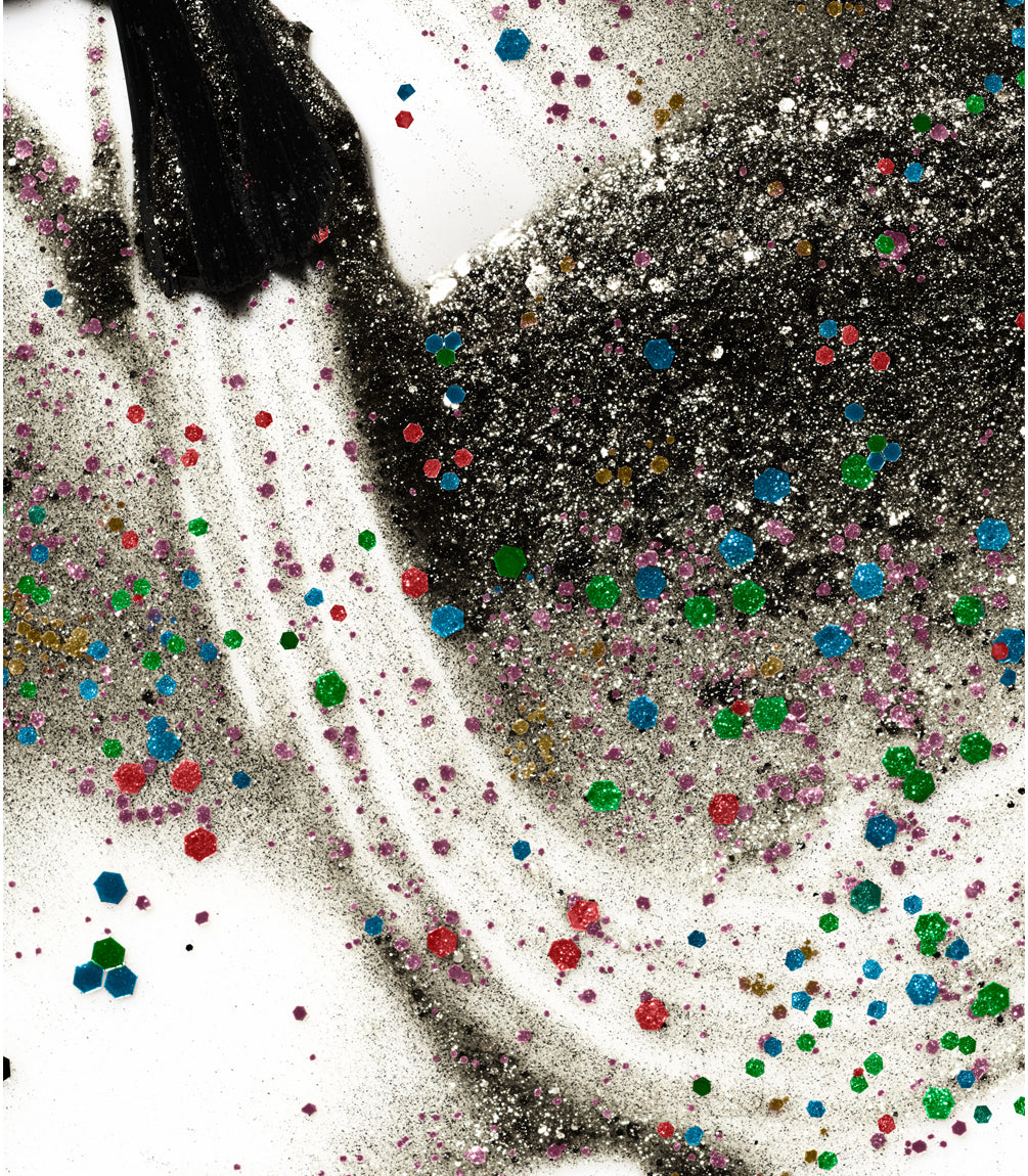 Close-up of Pink Gellac 177 Glitterize Black gel polish texture.