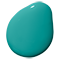 A teardrop-shaped turquoise color on a light gray background.