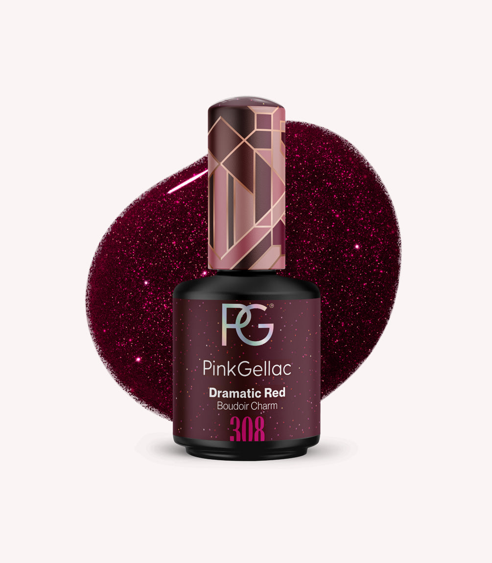 308 Dramatic Red - Red Gel Polish - Pink Gellac