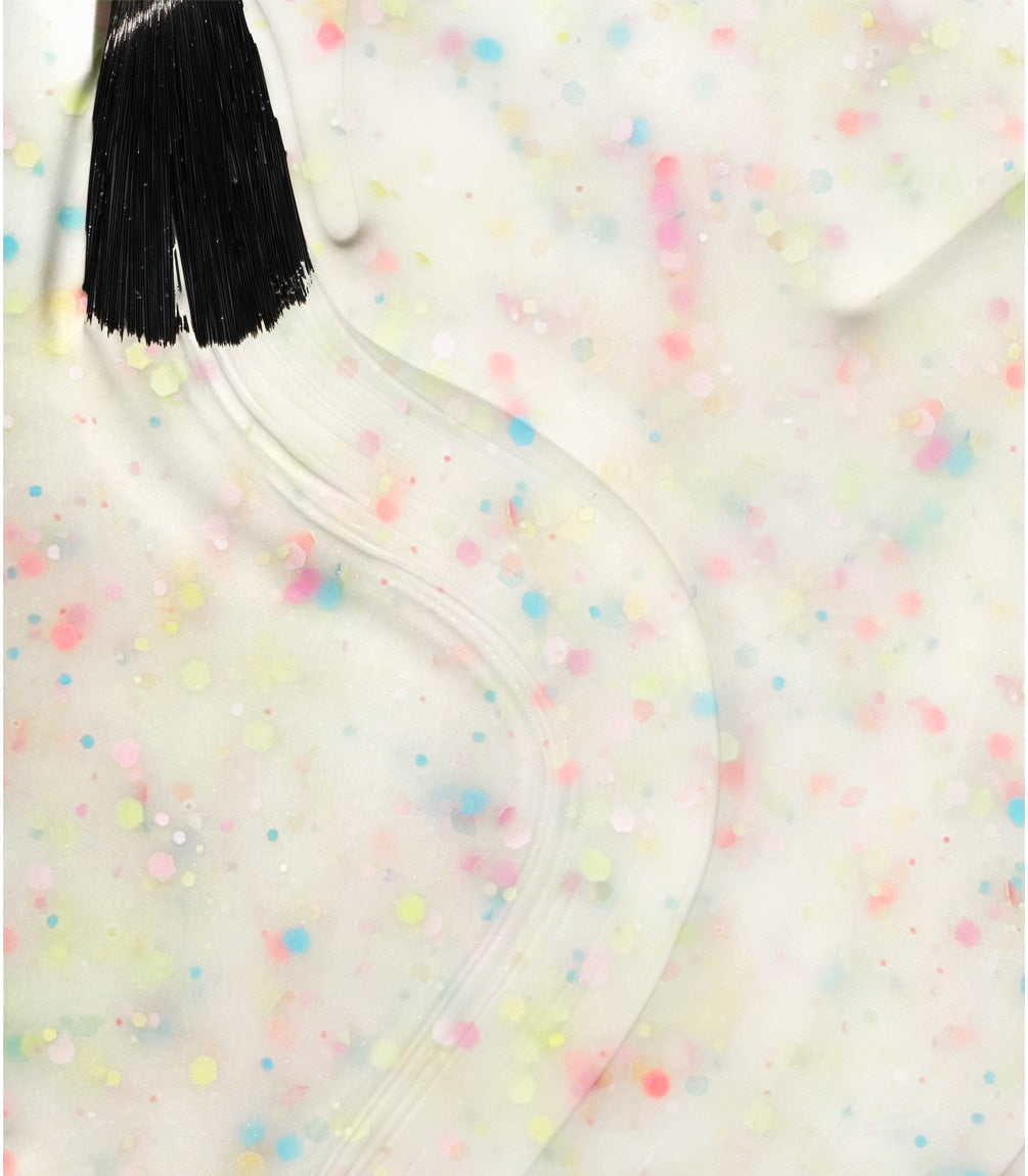 Close-up of Pink Gellac 351 Confetti Cream gel polish texture.