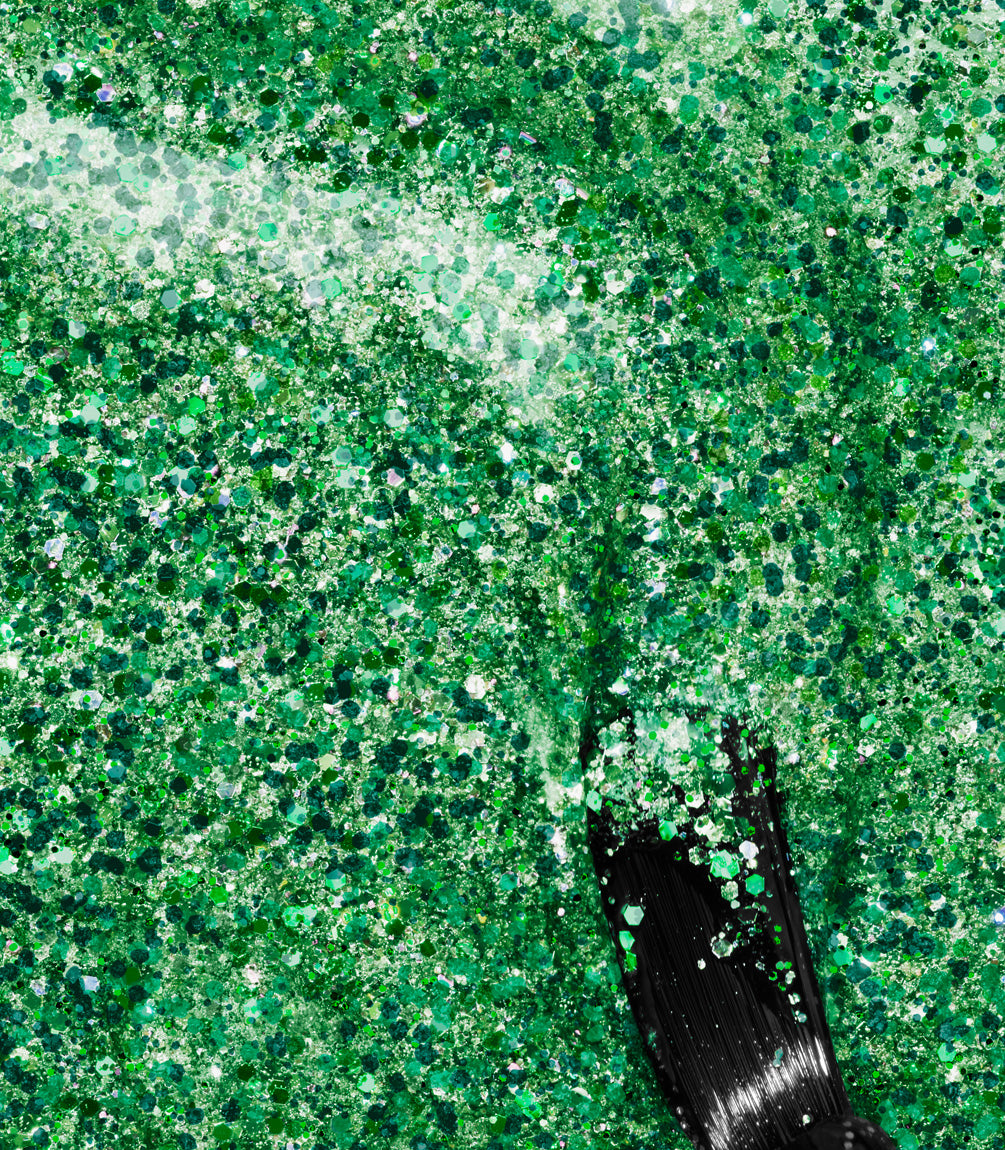 Close-up of Pink Gellac 362 Glistening Green gel polish texture.