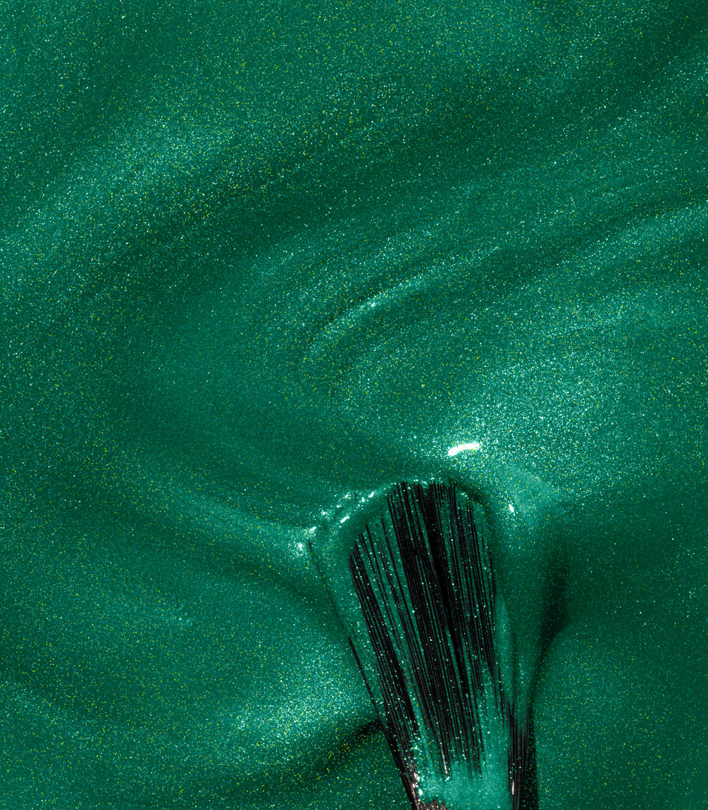 Close-up of Pink Gellac 428 Glamorous Green gel polish texture.