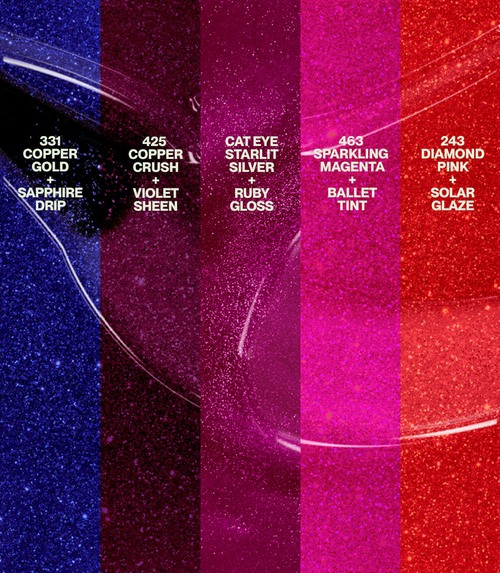 Swatches of the shades in the Pink Gellac Jelly Coat Set Syrup Tones.