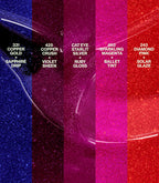 Swatches of the shades in the Pink Gellac Jelly Coat Set Syrup Tones.
