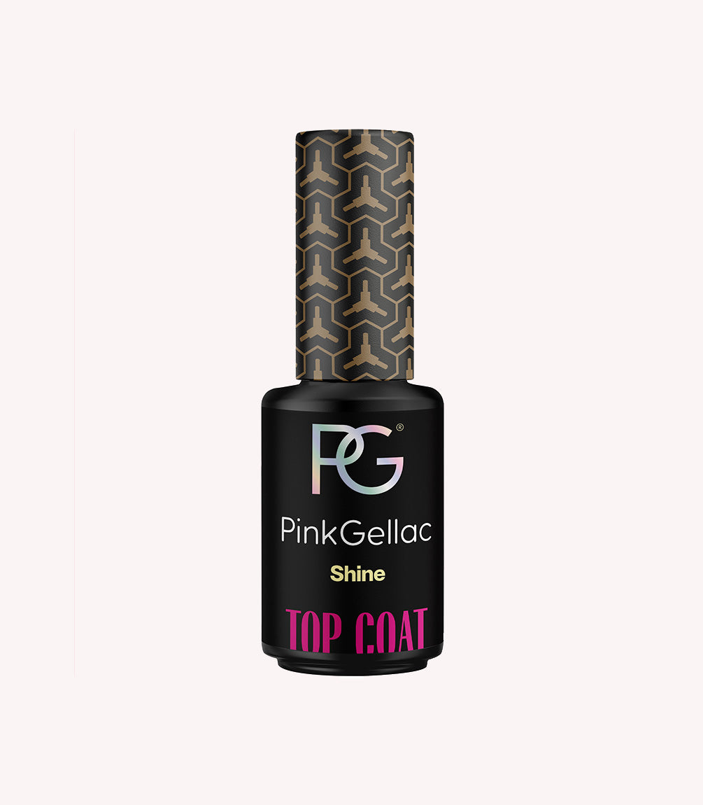Pink Gellac Shine Top Coat - 8ml bottle.