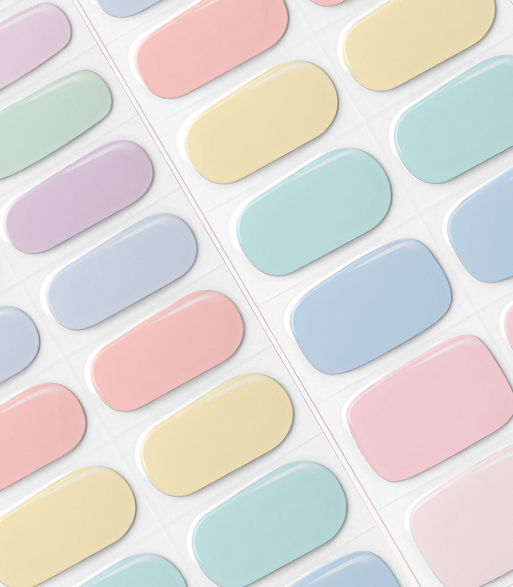 Close-up of the Pink Gellac 002 Pastel Party gel nail sticker sheet.