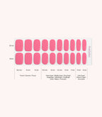 Pink Gellac 005 Coral Charm gel nail stickers size guide with measurements per nail.
