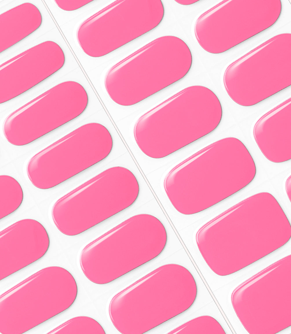 Close-up of the Pink Gellac 006 Neon Pink gel nail sticker sheet.