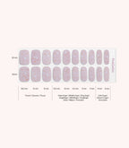Pink Gellac 008 Holographic Blush gel nail stickers size guide with measurements per nail.