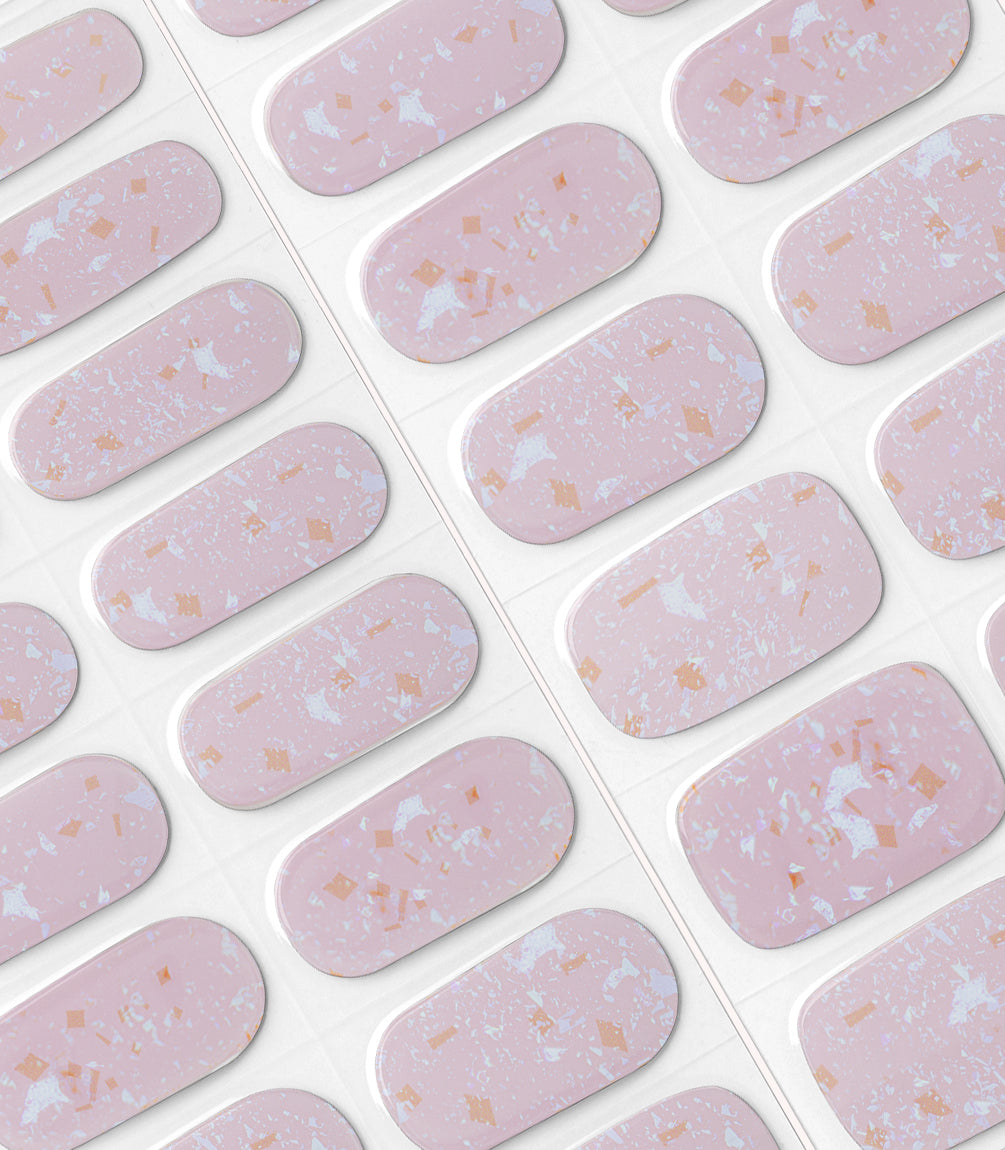 Close-up of the Pink Gellac 008 Holographic Blush gel nail sticker sheet.