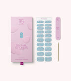 Pink Gellac 009 Holographic Blue gel nail stickers with sheet, nail file and cuticle stick.