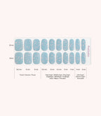 Pink Gellac 009 Holographic Blue gel nail stickers size guide with measurements per nail.